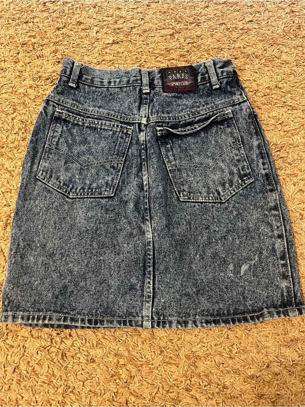 Vintage Wash Denim Skirt - Blue